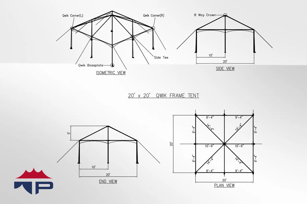 20x20x8 Qwiktop Frame Tent Complete | UW