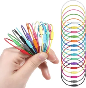 32 Pack Stainless Steel Loops, 1.5mm Multicolor Flexible Key Rings, 6 Inch Wire Keychain Cable Large Key Rings, Extendable Wire Keychain Cable for Luggage Tags, Key Tags, Keyrings, Kitchen Utensils