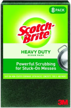 3M 220-8-CC 6-Inch by 9-Inch Scotch-Brite Heavy Duty Scour Pad, 8 Count