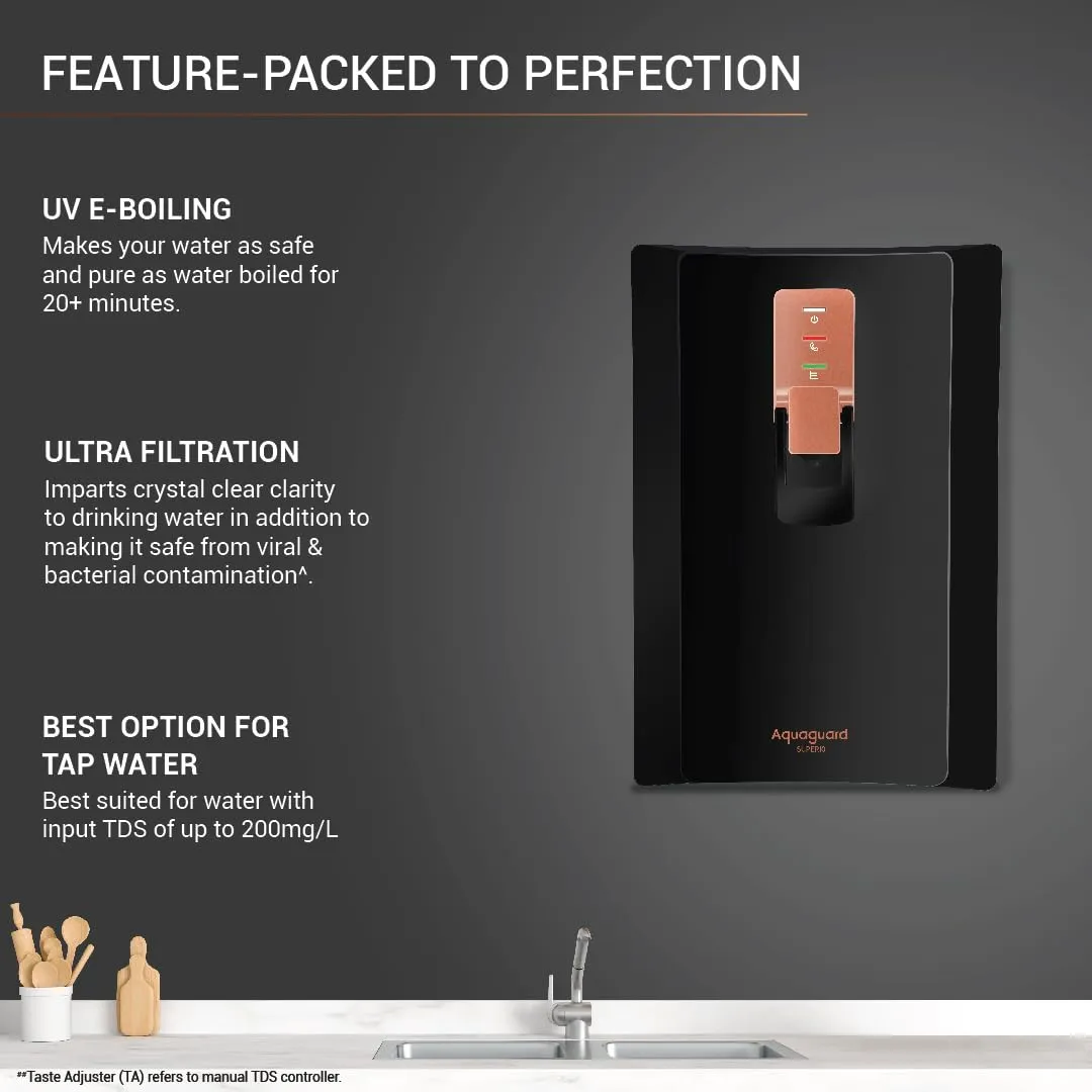 Aquaguard Superio UV UF Water Purifier With Active Copper Tech & Stainless Steel Tank | Suitable For Municipal Water, Not Suitable For Borewell/Tanker Water | GWPDSPRUS23000