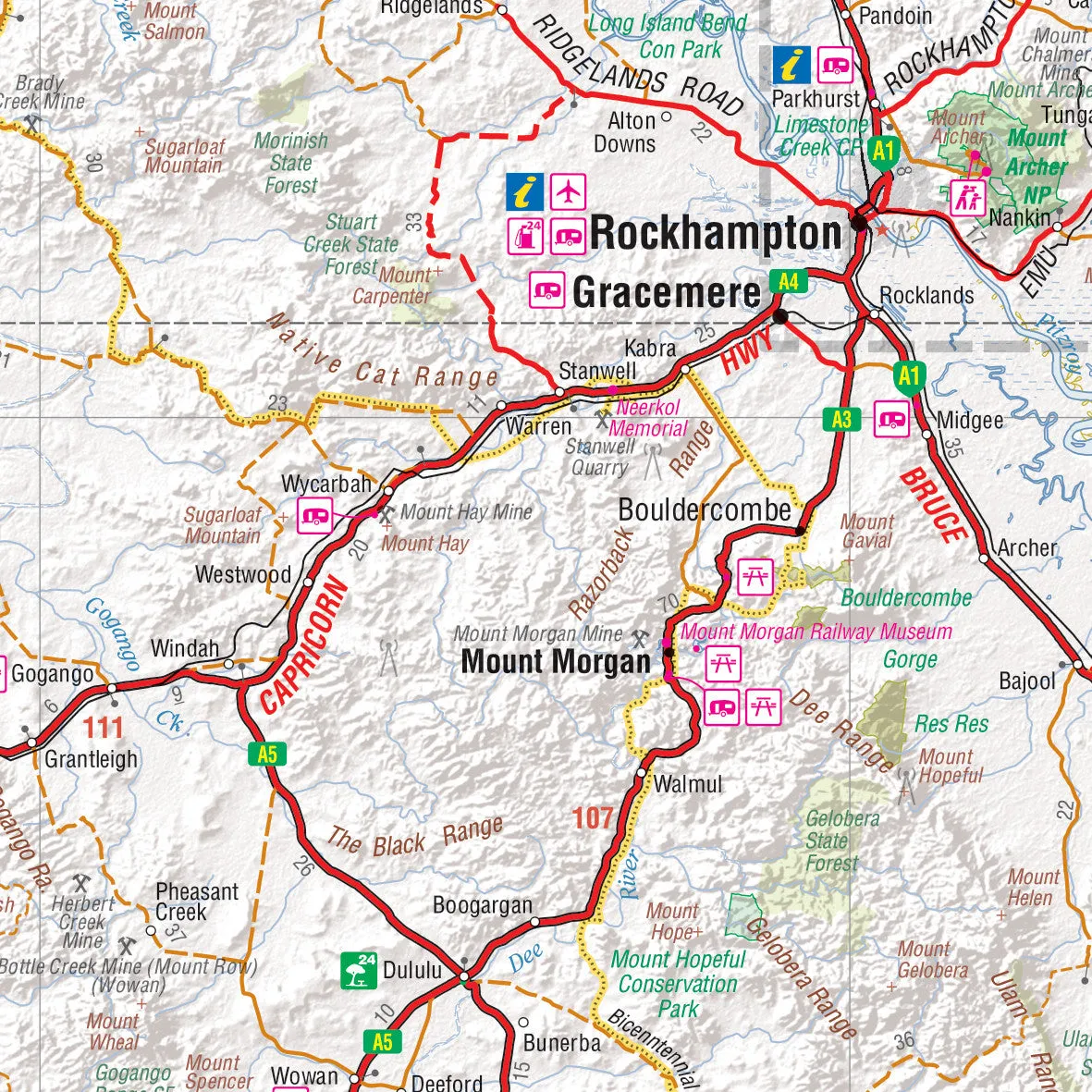 Central Queensland Hema 950 x 560mm Laminated Wall Map