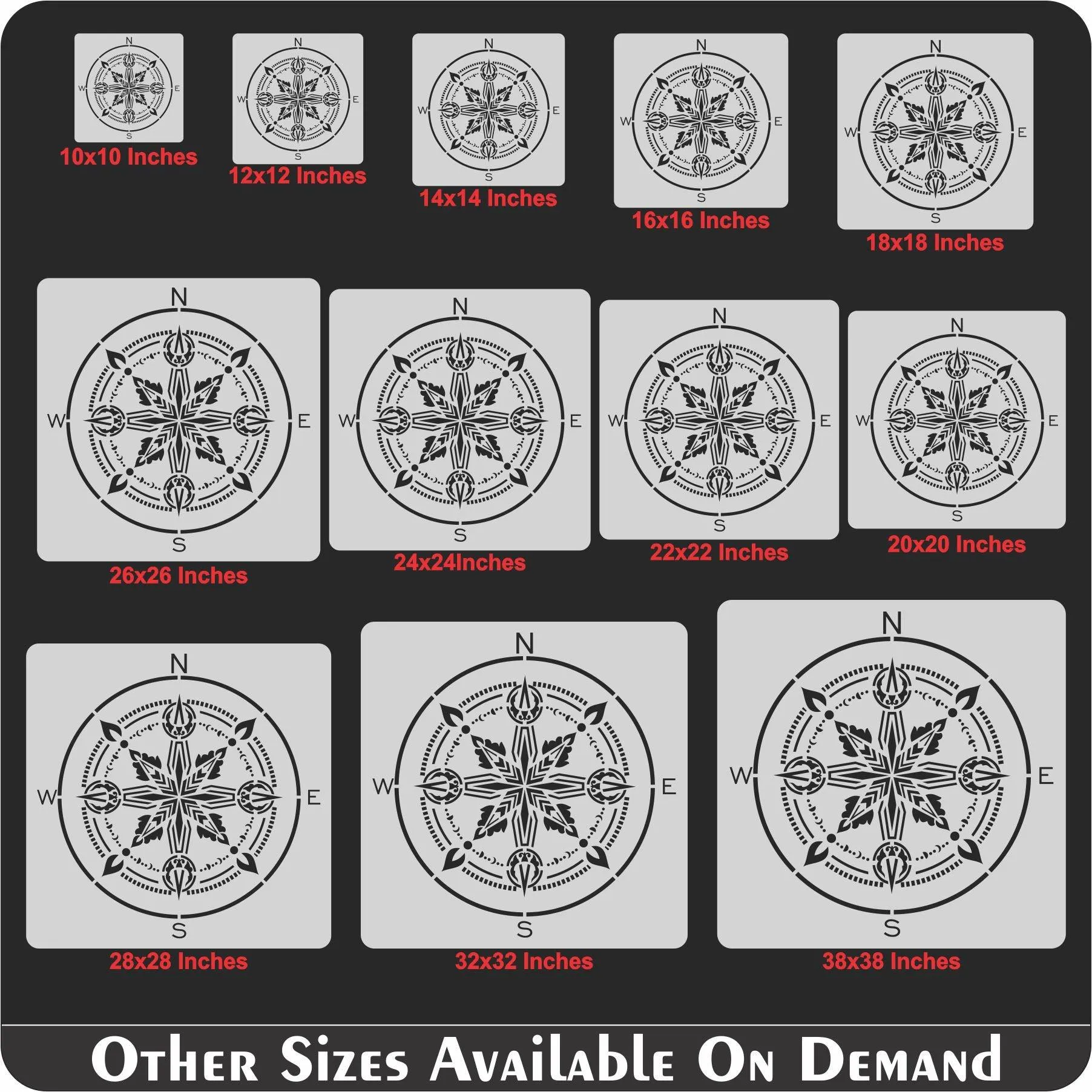 Compass Mandala Reusable Stencil For Canvas And Wall Painting