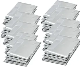 Emergency Mylar Thermal Survival Blanket - Silver Gold Foil Space Kit for Outdoors, Camping, Hiking or First Aid (Silver, 12pcs)