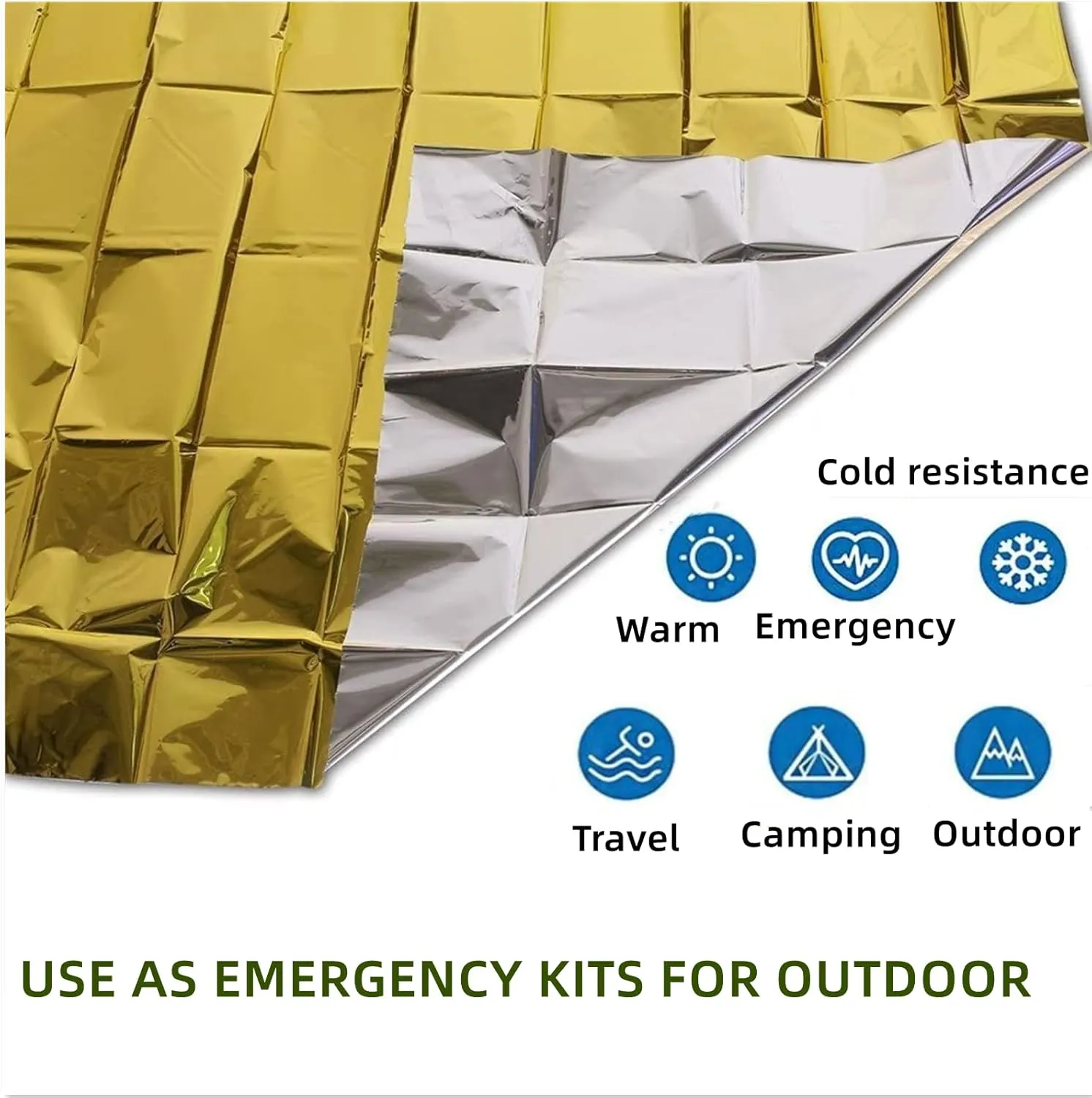 Emergency Mylar Thermal Survival Blanket - Silver Gold Foil Space Kit for Outdoors, Camping, Hiking or First Aid (Silver, 12pcs)