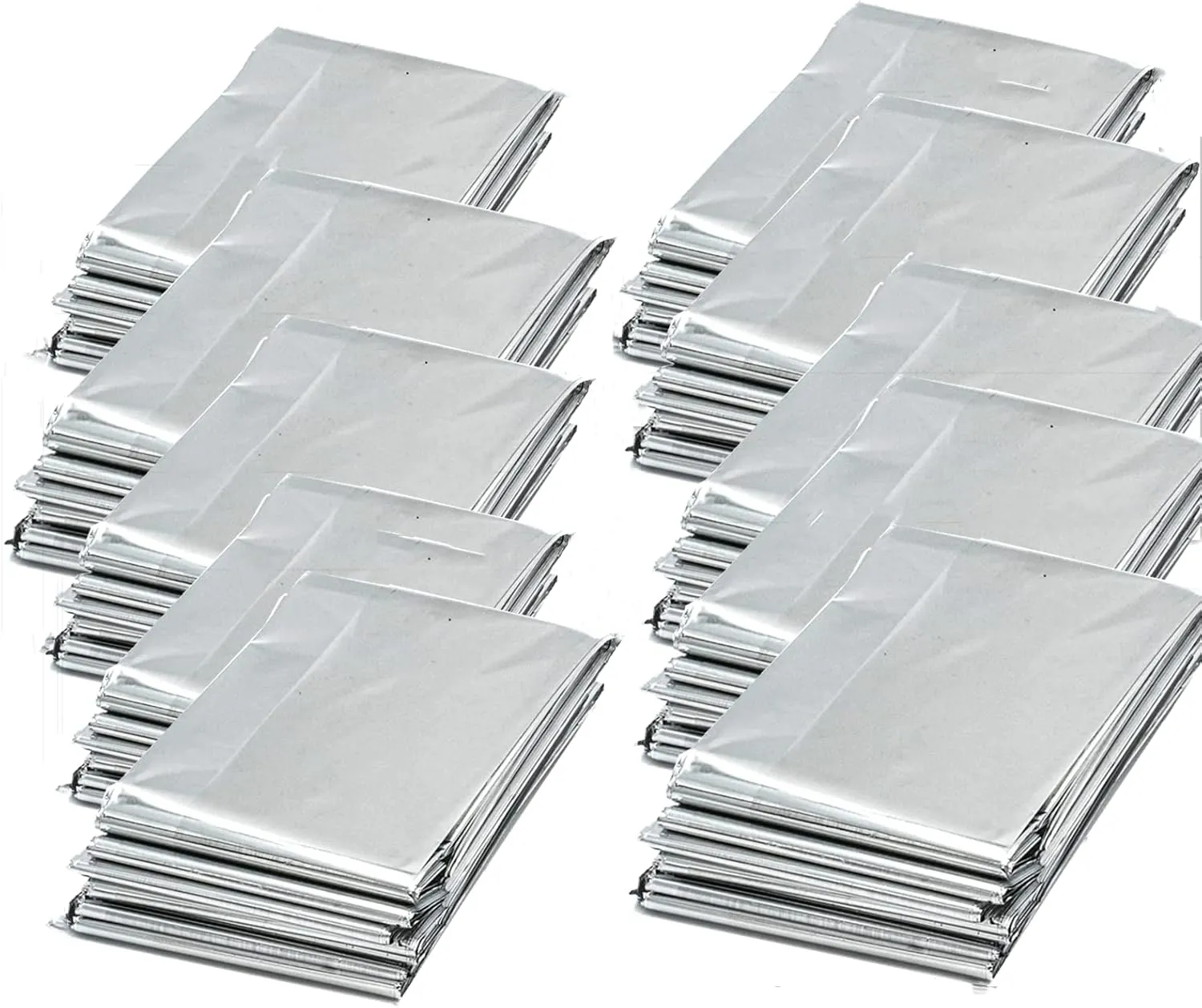 Emergency Mylar Thermal Survival Blanket - Silver Gold Foil Space Kit for Outdoors, Camping, Hiking or First Aid (Silver, 12pcs)