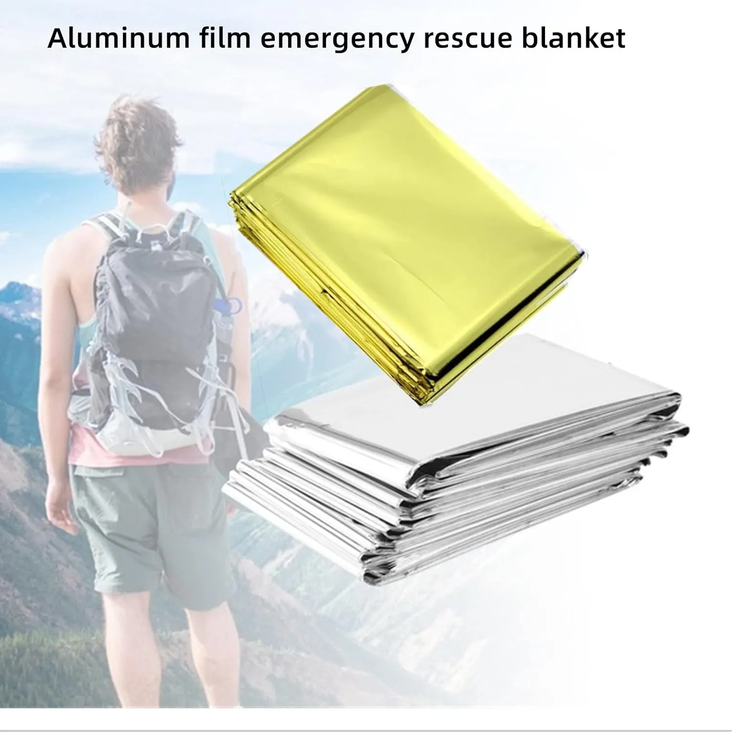 Emergency Mylar Thermal Survival Blanket - Silver Gold Foil Space Kit for Outdoors, Camping, Hiking or First Aid (Silver, 12pcs)