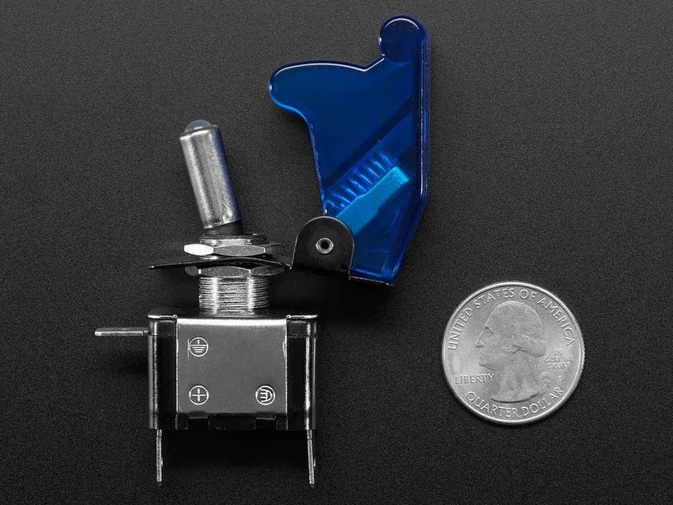 Illuminated Toggle Switch with Cover - Blue