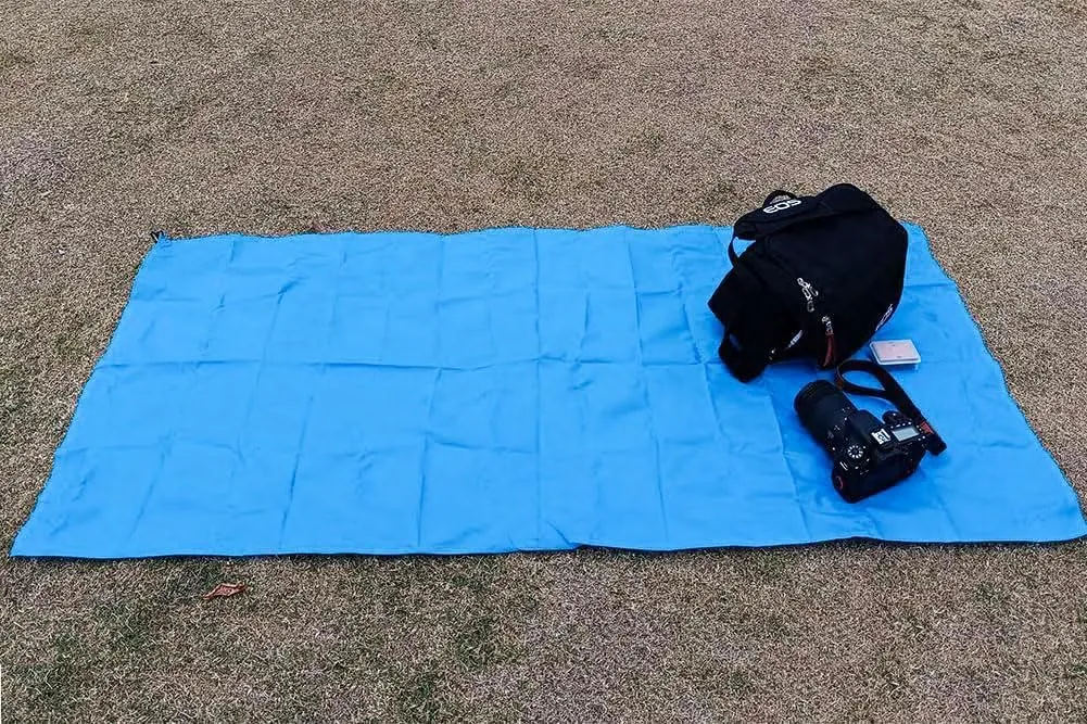Orga'Neat Pocket Picnic Blanket, Sandproof Lightweight Pocket Camping Tarp, 55x 60 Foldable & Fits into Small Bag, Water Resistant Washable Quick Dry Compact Beach Mat for Outdoor Recreation