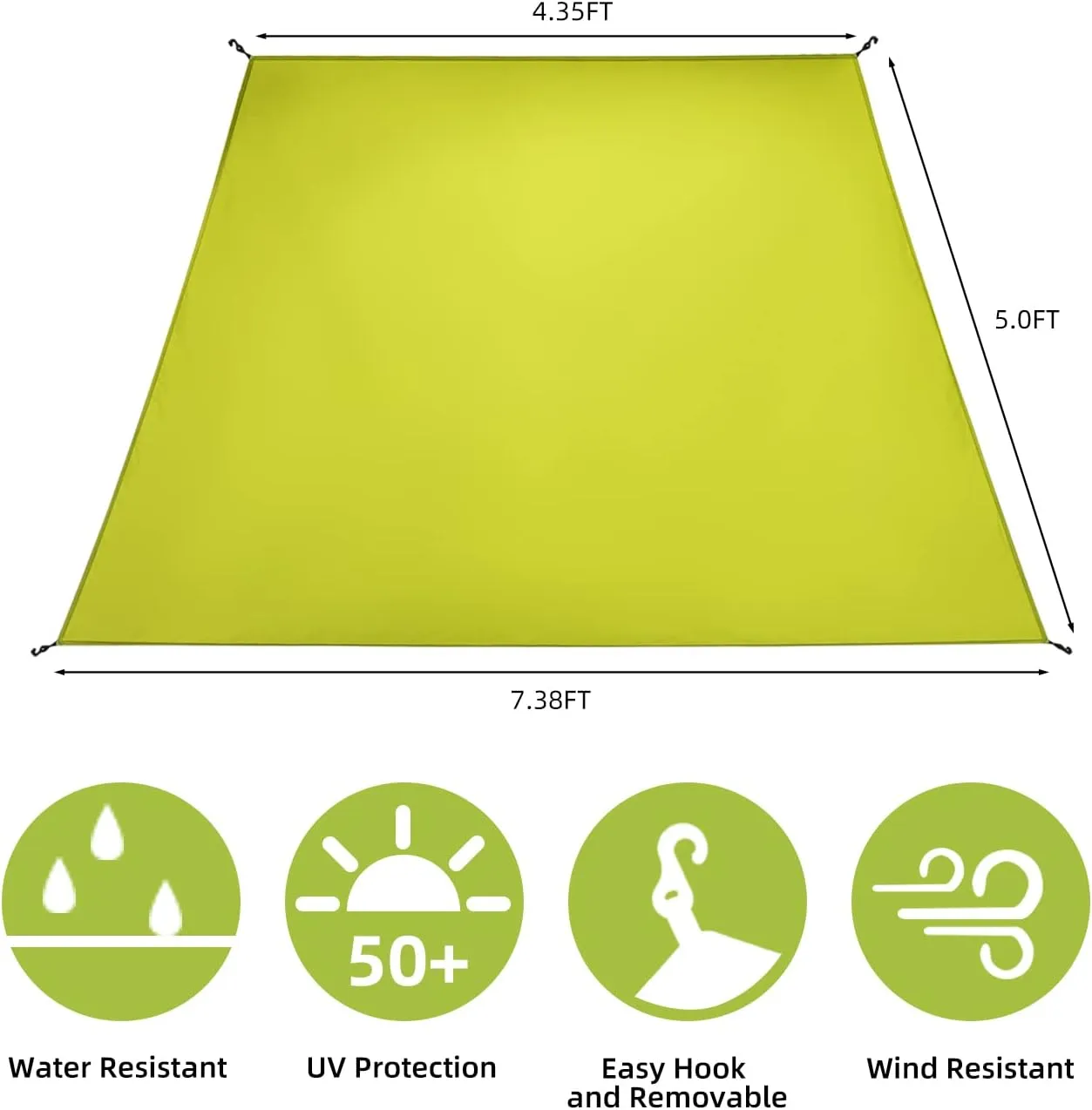 Sunwall for Pop Up Canopy Shade Tent 8.2' X 8.2', Detachable Flap Sun Shade Side Wall Accessory to Block Sun, Wind, and Rain, 2 Pack Sidewall Only(Green-2 pcs)
